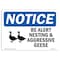 Signmission OSHA , 3.5" Height, Be Alert Nesting And Aggressive Geese Sign With Symbol, 5" X 3.5", Landscape OS-NS-D-35-L-10314 - alternate 1